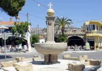 The Square at Lardos, a couple of miles from Pefkos