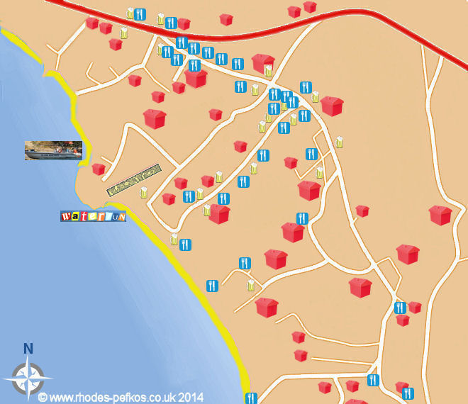 Pefkos Map Our New Map Of Pefkos Rhodes Bars Restaurants And Pefkos Map Our New Map Of Pefkos Rhodes Bars Restaurants And